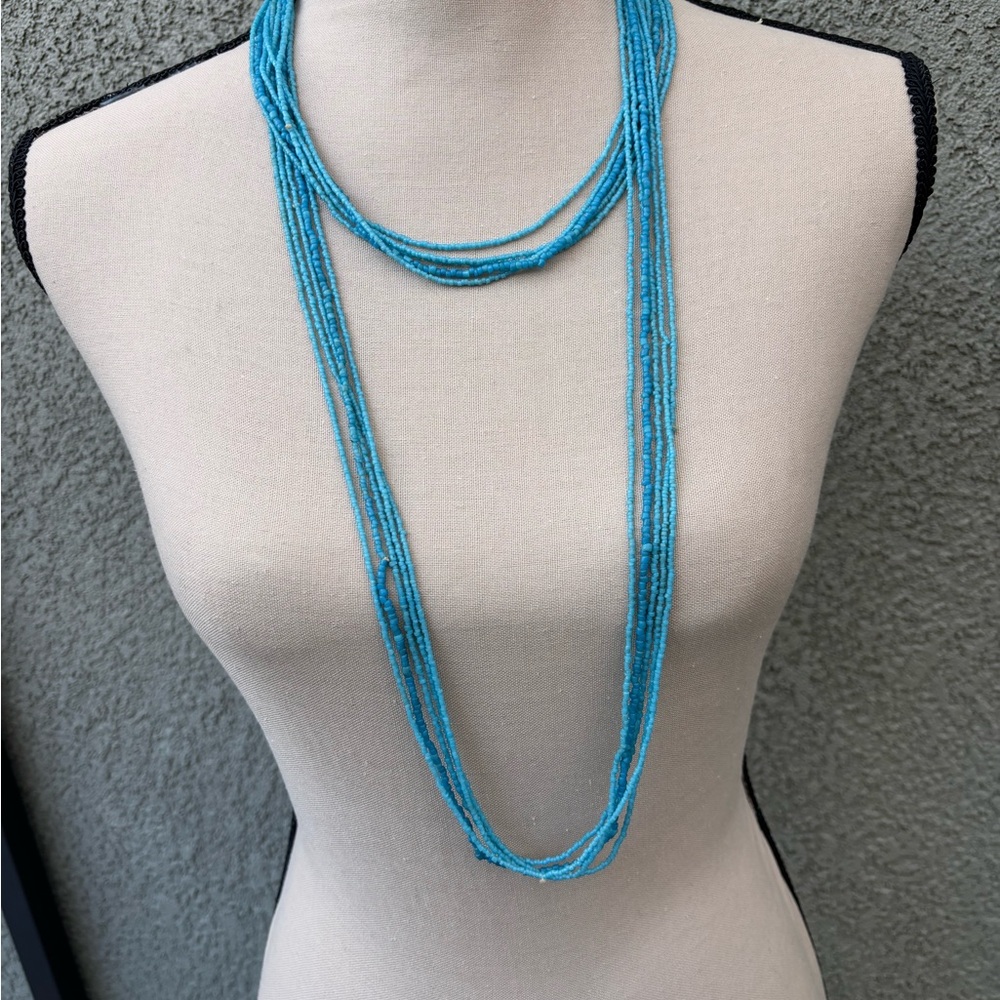 Lot of 4 Turquoise  glass Beaded strands - Women Jewelry